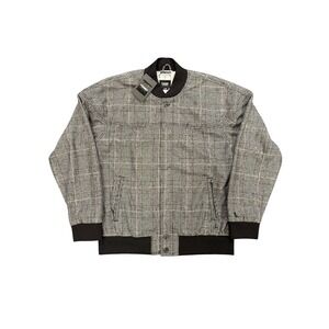 Former VT Check Bomber Jacket Mens Large Grey New Wool Blend FJK-22402